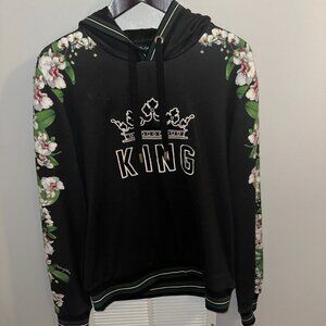 Dolce & Gabbana Men's Black Orchid Printed Hoodie - Size 48 (Medium) - Italy
